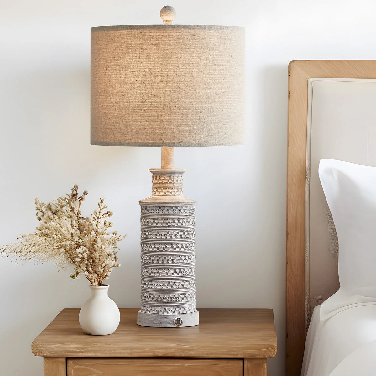 Oneach 3 Way Dimmable Table Lamp Set of 2 with USB Ports for Bedroom Living Room 24.5" Vintage Rustic - Product image 5