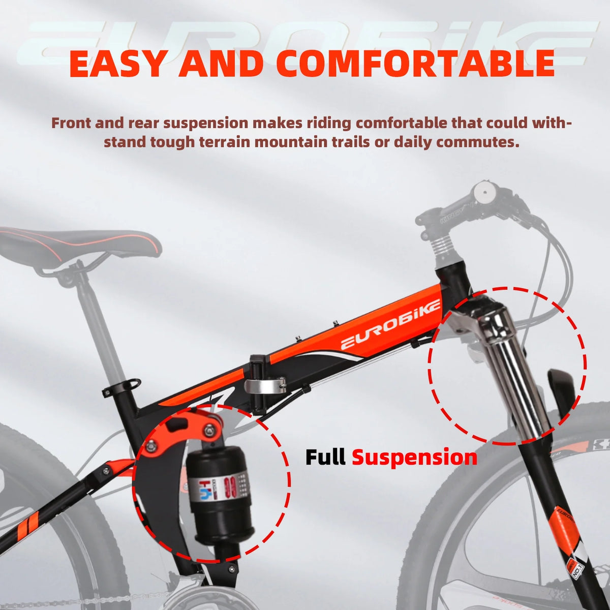 Eurobike 27.5" Full Suspension Folding Mountain Bike Foldable Frame Bicycle Disc Brakes Men or Women Bikes - Product image 10