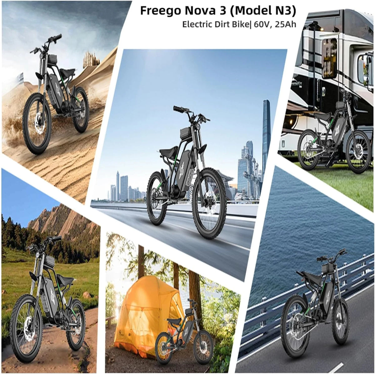 40MPH Electric Bicycle, Dual - Mode Electric Dirt Bike 3000W(Peak)Freego Nova3 Electric Motorcycle Bike for - Product image 7