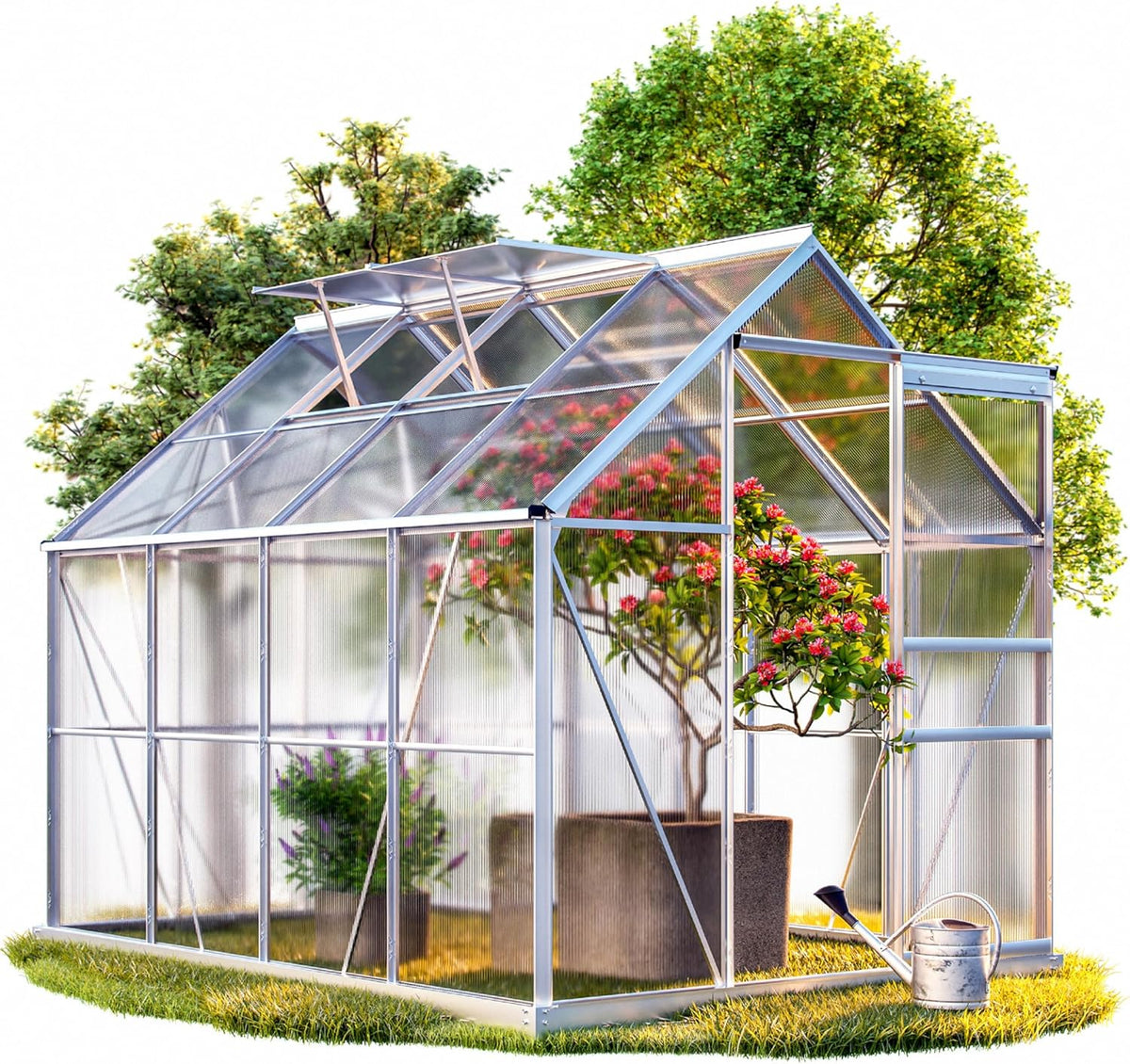 Gardebruk Aluminum Garden Greenhouse 7.63m³ Outdoor Shelter for Vegetable Plants 250x190x195cm with Windows