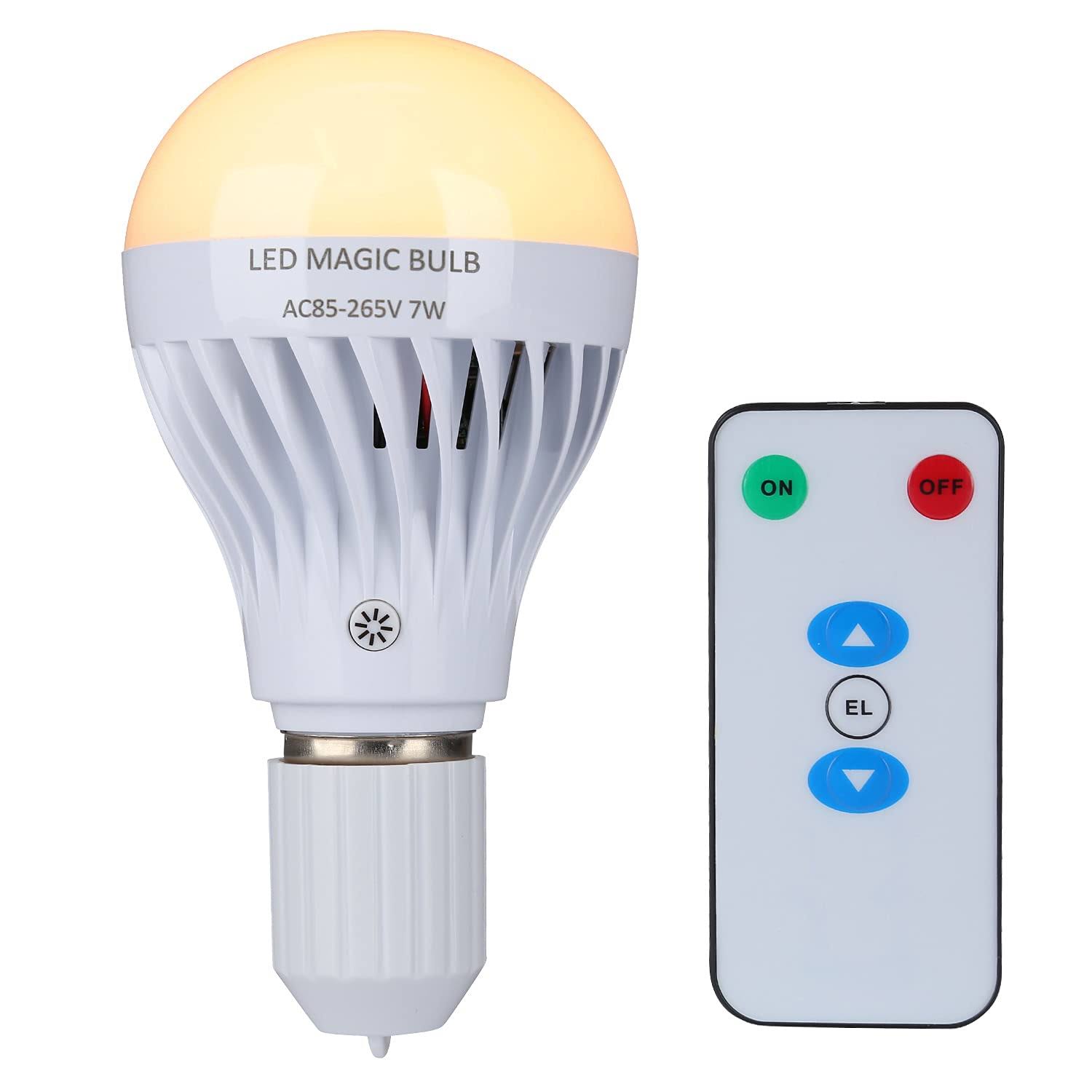 Bsod LED Magic Bulb, 7W Warm White Emergency Light with Remote Controller and Rechargeable Built-In Battery - Product image 1