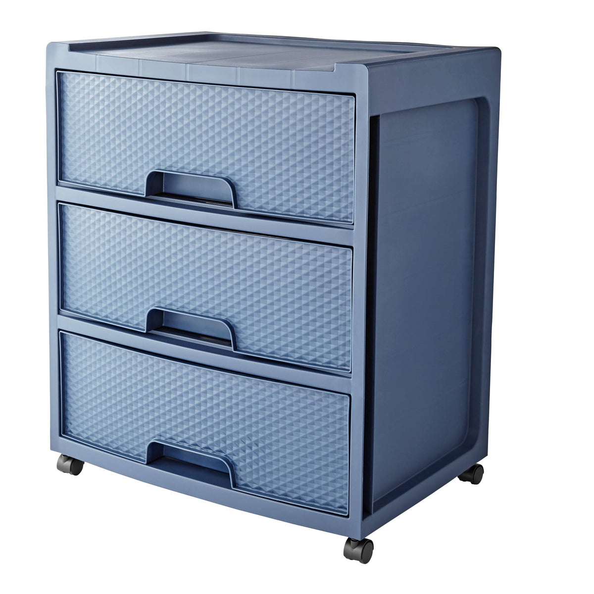 Mainstays 3 Drawer Wide Diamond Plastic Storage Cart, Cove Blue - Product image 1