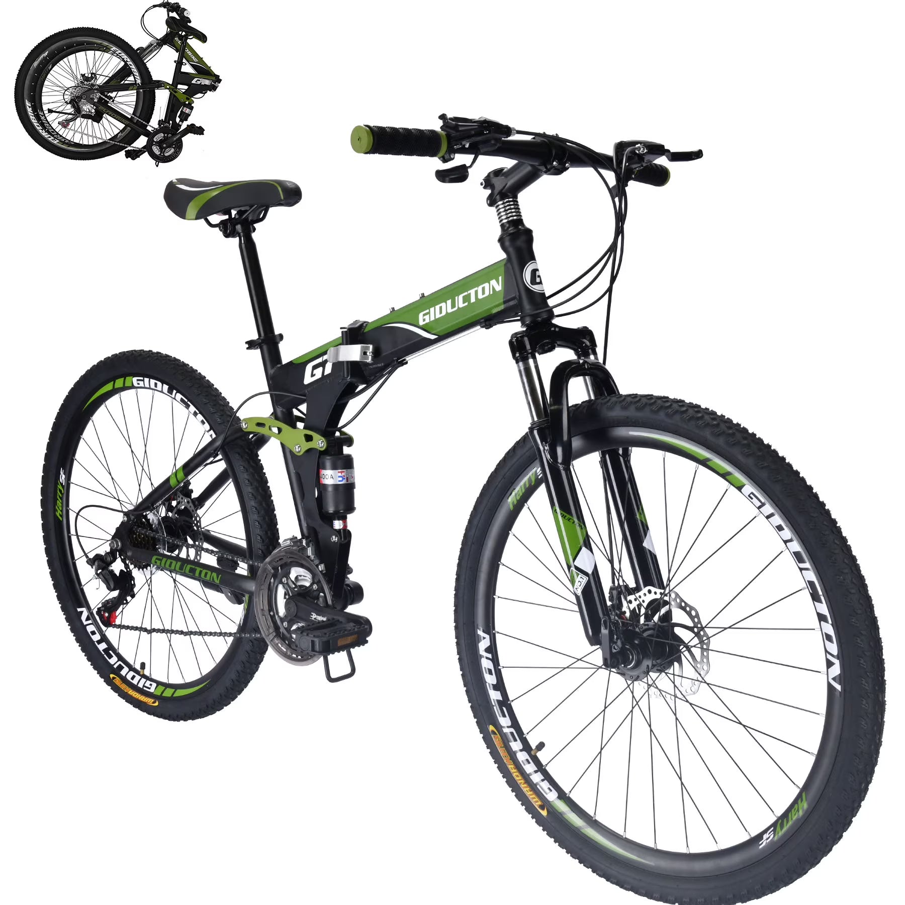 Eurobike 27.5" Full Suspension Folding Mountain Bike Foldable Frame Bicycle Disc Brakes Men or Women Bikes - Product image 1