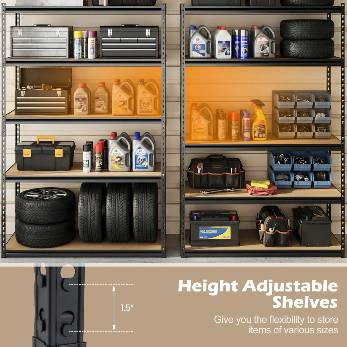 Giantex 5-Tier Metal Storage Shelves w/Adjustable Utility Rack (48" W x 24" D x 72" H) - Product image 5