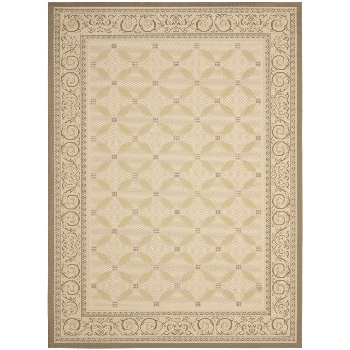 SAFAVIEH Courtyard Cohen Bordered Indoor/Outdoor Area Rug, Dark Beige/Beige, 9' x 12' - Product image 1