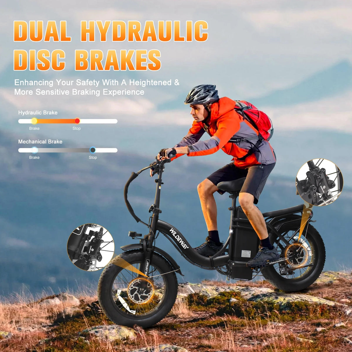 Wildeway Folding Dual Motors 2000W Mountain Bike for Adult, UL2849 48V 32AH Removable Battery Ebike - Product image 2
