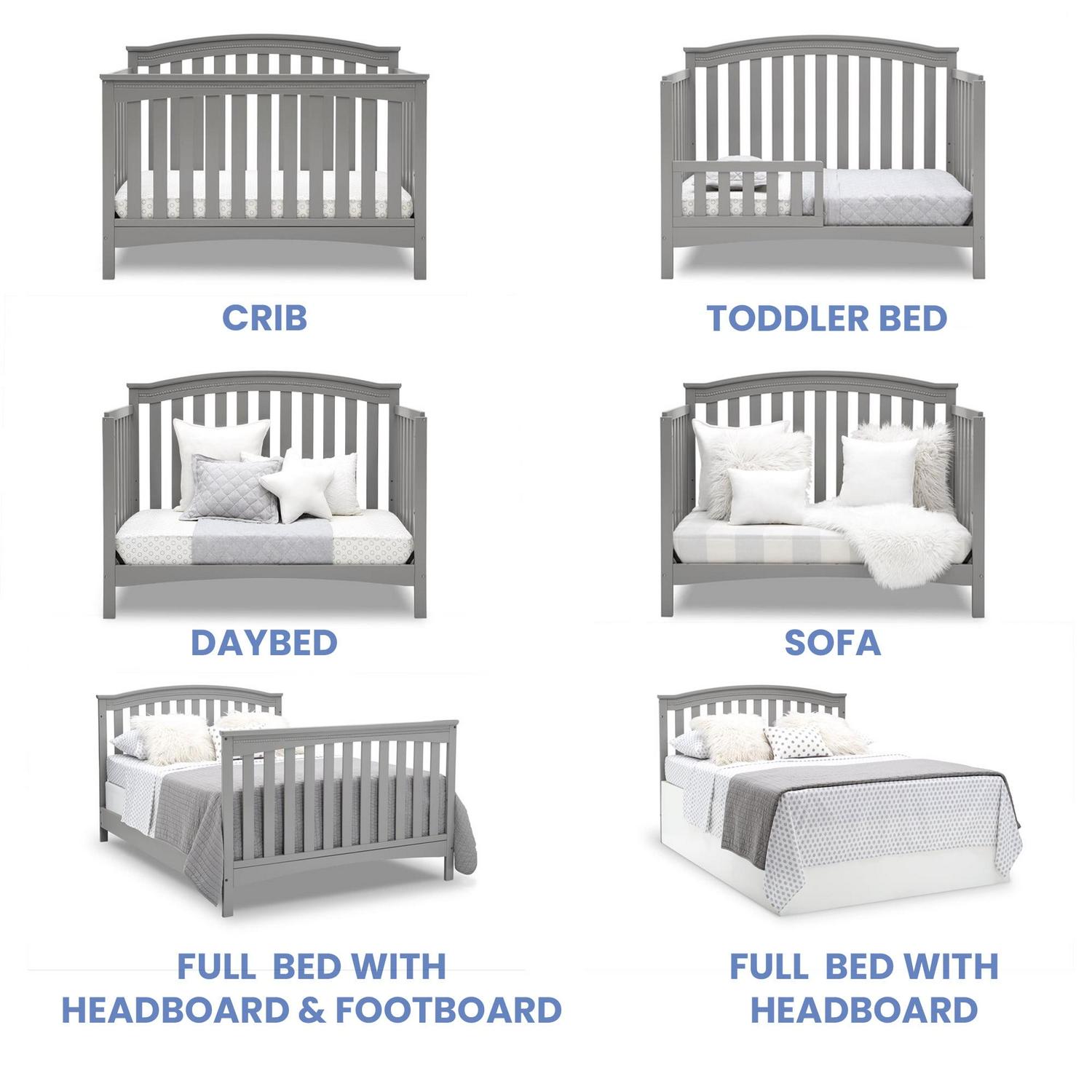 Delta Children Waverly 6 - in - 1 Convertible Baby Crib. Grey - Product image 8