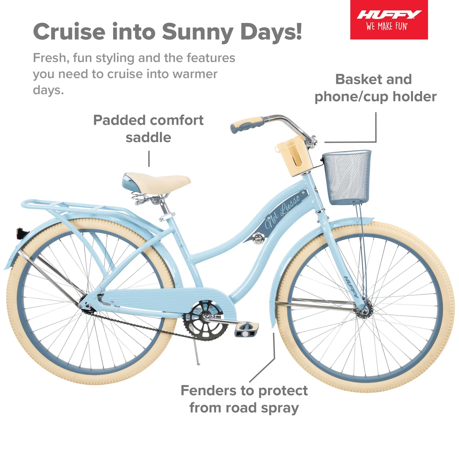 Huffy, Nel Lusso Classic Cruiser Bike with Perfect Fit Frame, Women'S, Light Blue, 26 in - Product image 2