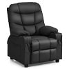 Costway Kids Youth Recliner Chair PU Leather W/Cup Holders & Side Pockets Grey - Product image 4