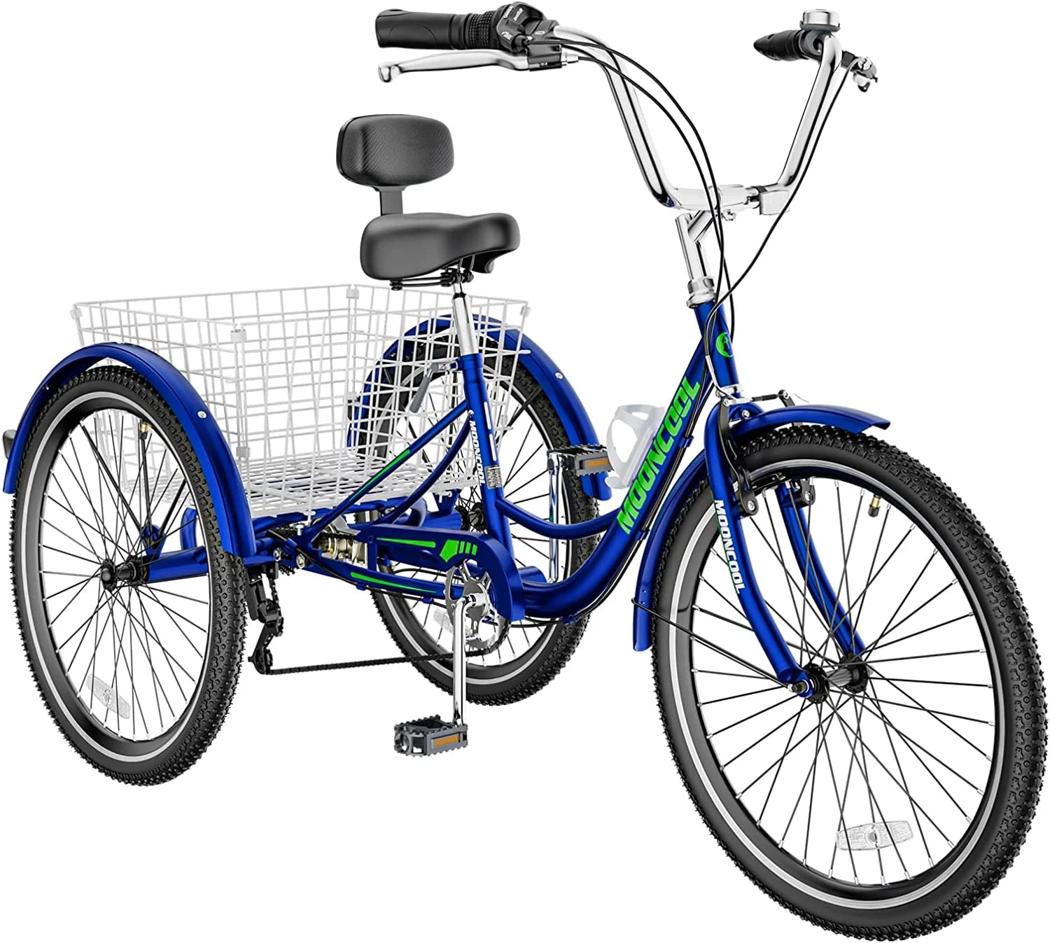 MOONCOOL Adult Tricycles with Rear Basket & Inflator, 24 26 in 7 Speed 3 Wheel Bikes, Three - Wheeled Bicycles Adult Trike with Backrest for Seniors, Women, Men