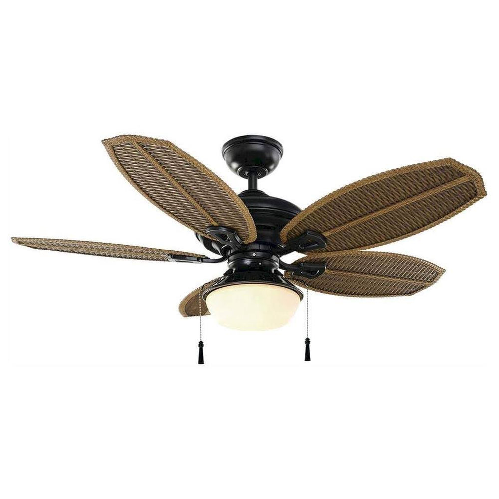 Hampton Bay Palm Beach III 48 in. LED Indoor/Outdoor Natural Iron Ceiling Fan with Light Kit