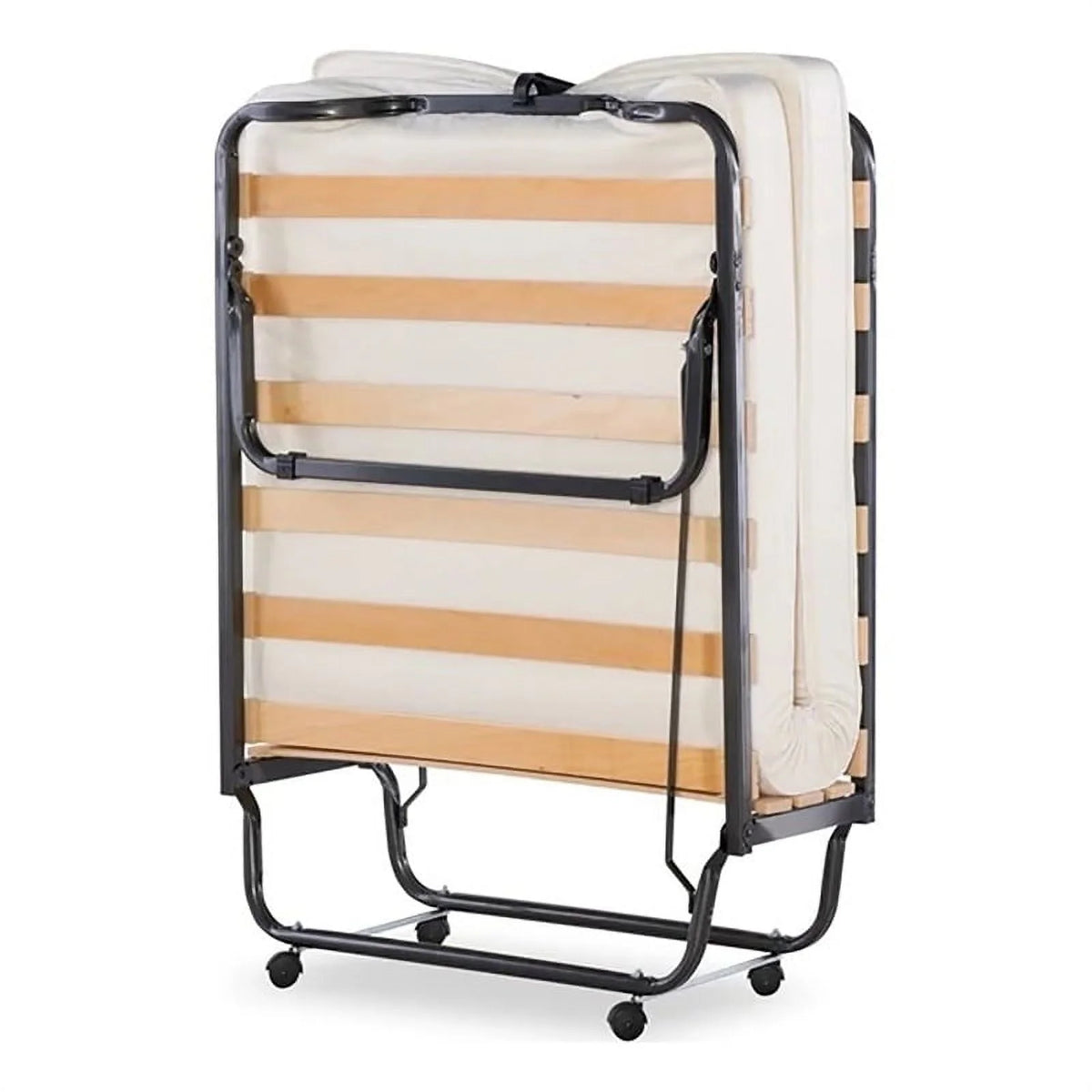 Riverbay Furniture Metal Folding Bed with Memory Foam Mattress in Beige - Product image 1