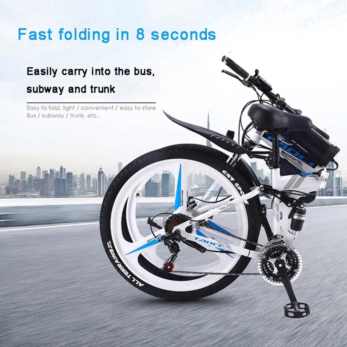 Electric Folding Mountain Bike 26 in 21 Speed Long Endurance Power - Assisted Bicycle Electric City Bike - Product image 3