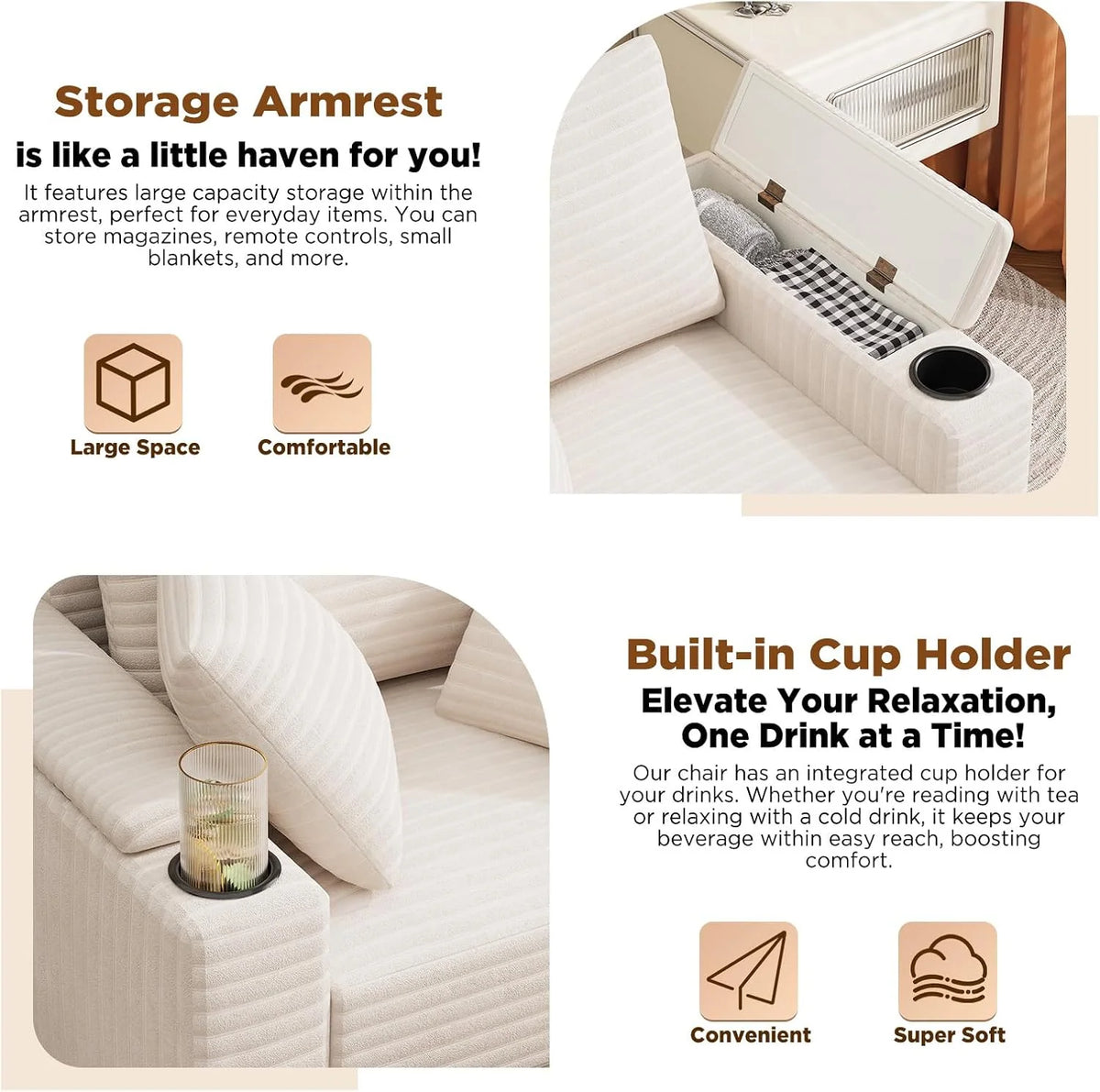 AECOJOY Chaise Lounge Chair Indoor, Oversized Sleeper Chair with Ottoman, Comfy Reading Sofa Armchair