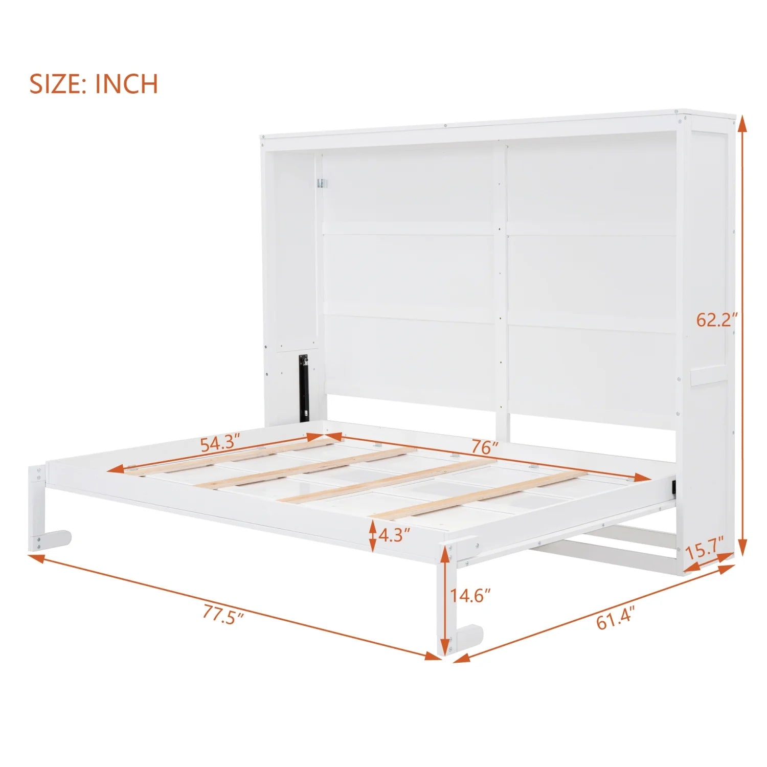 Harper & Bright Designs Full Size Murphy Bed Space - Saving Foldable Wooden Wall Bed with a Shelf for - Product image 13