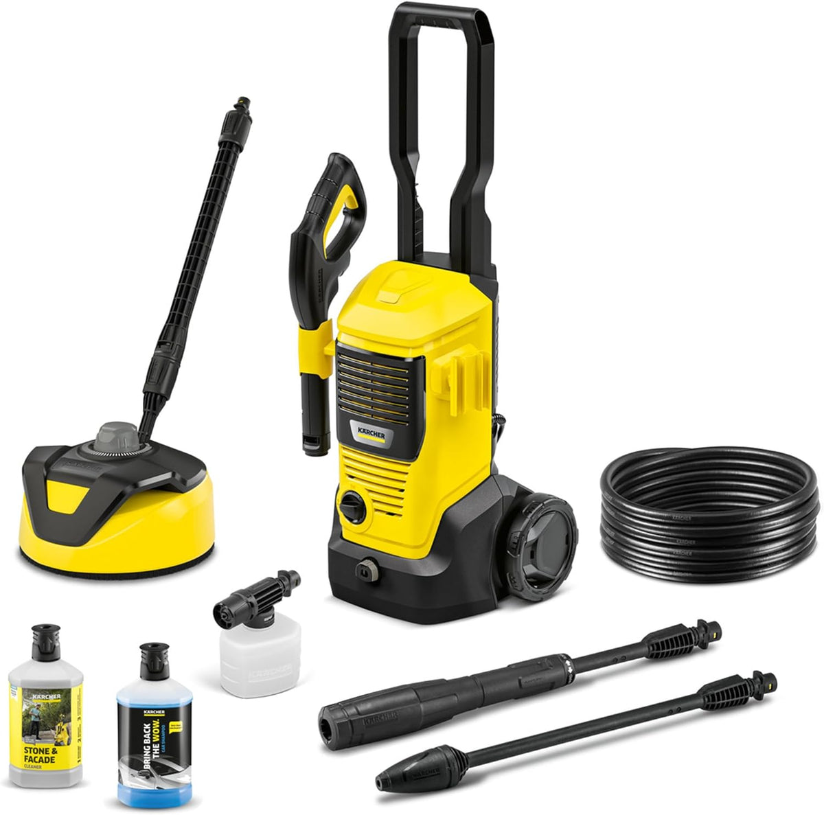 Kärcher K 4 FJ Home High Pressure Washer, Max. Pressure 130 bar, Flow rate: 420 l/h, Surface area: 30 m²/h, Water filter, Weight: 5.7 kg, HP gun, Rotabuse, Vario Power lance, Foam nozzle, Home Kit