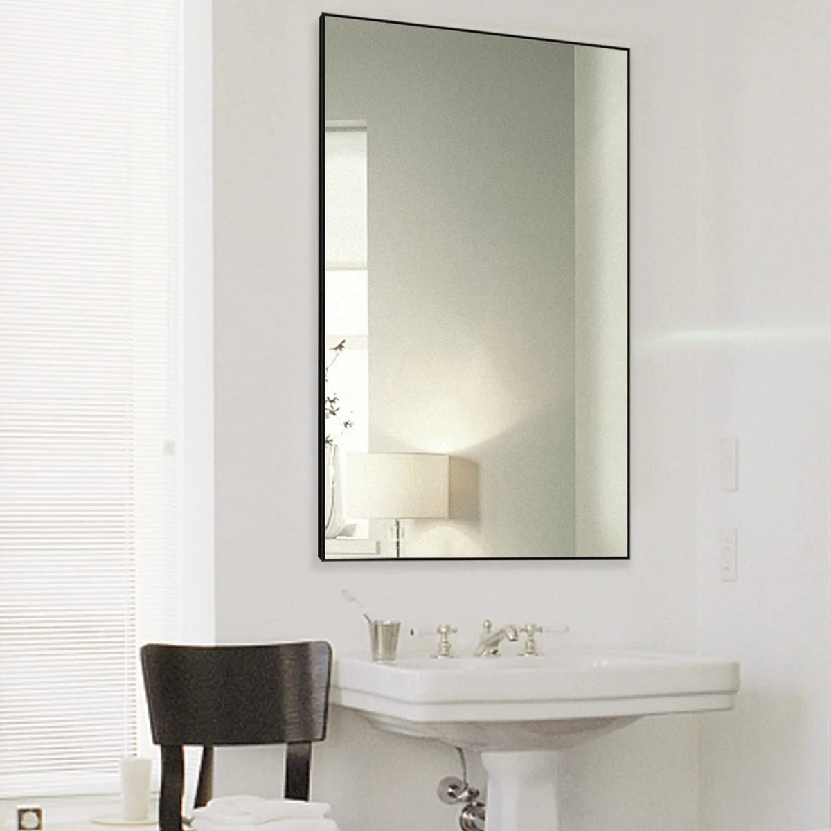 H - A Black&Gold Framed Rectangle Bathroom Mirrors for Wall, Mounted Vintage Mirror Vertical or Horizontal - Product image 11