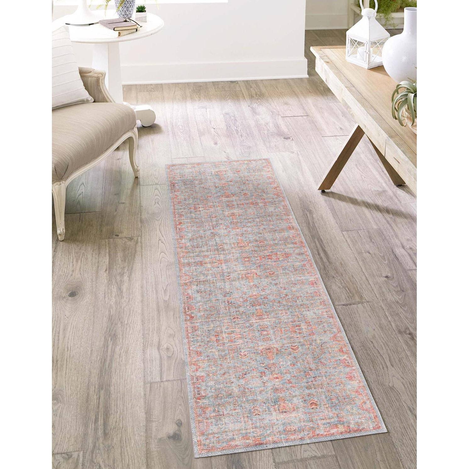 Unique Loom Nostalgia Wasahable 5 ft Runner Antique Blue Area Rug - Product image 1