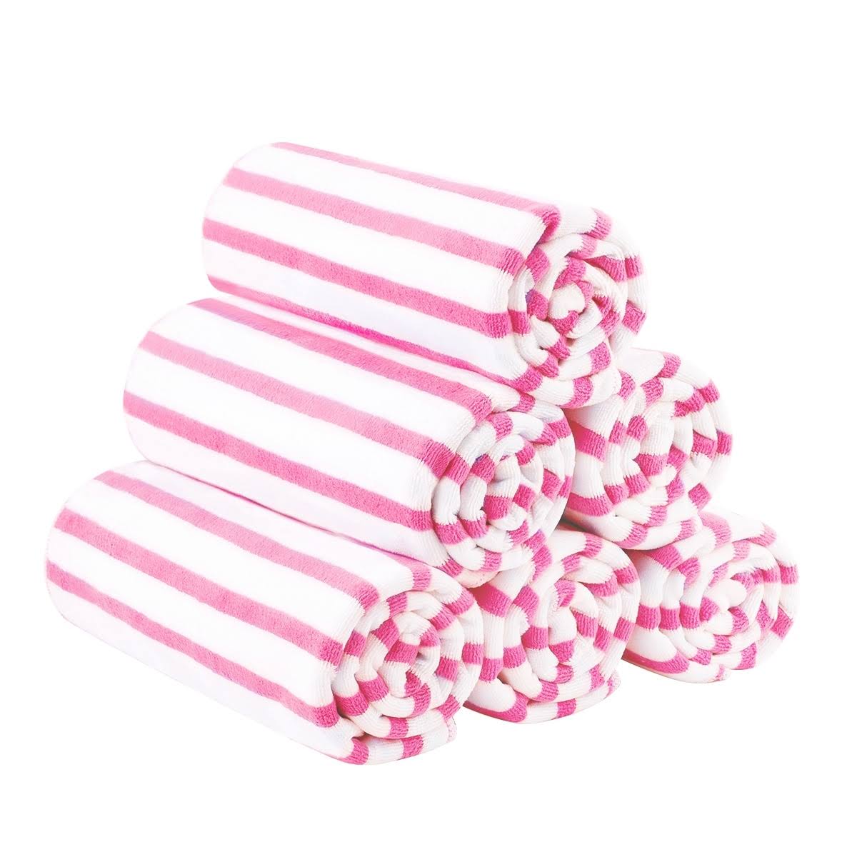 Jml 6-Pack Cabana Striped Beach Towel Bath Towel Pink, Size: 27 - Product image 1