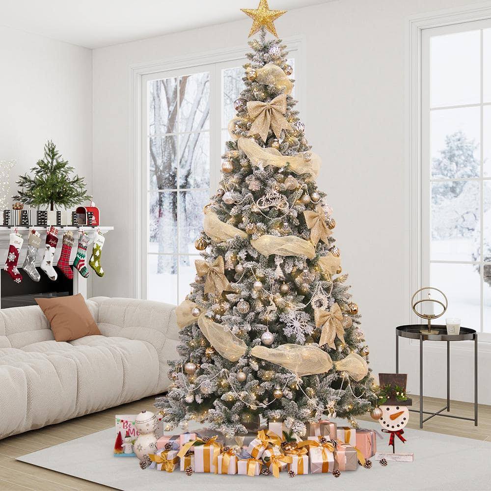 Maypex 6 ft. Green Lighted Flocked Spruce Artificial Christmas Tree - Product image 1