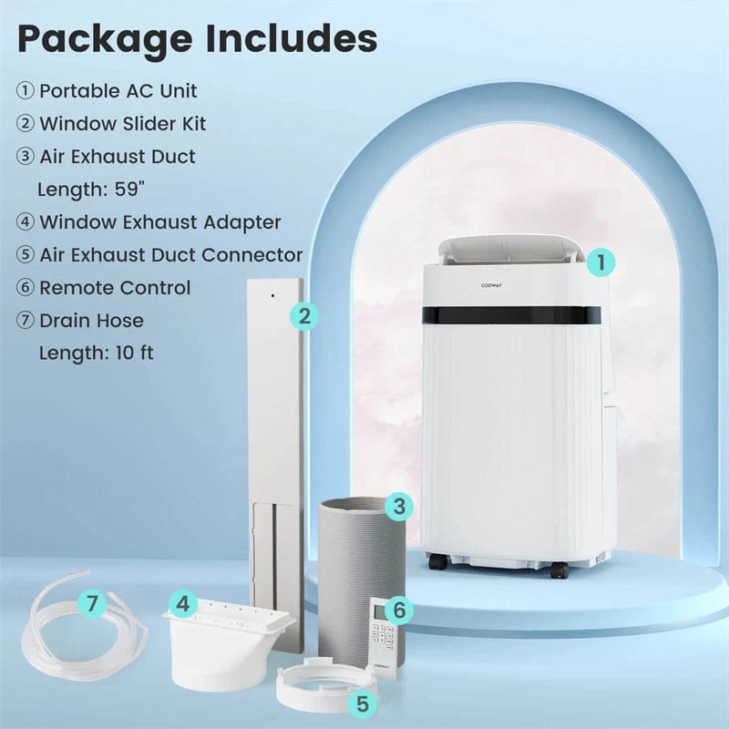12000 BTU Portable Air Conditioner, 3-in-1 AC Unit with Fan, Dehumidifier & Sleep Mode, 24H Timer - Product image 9