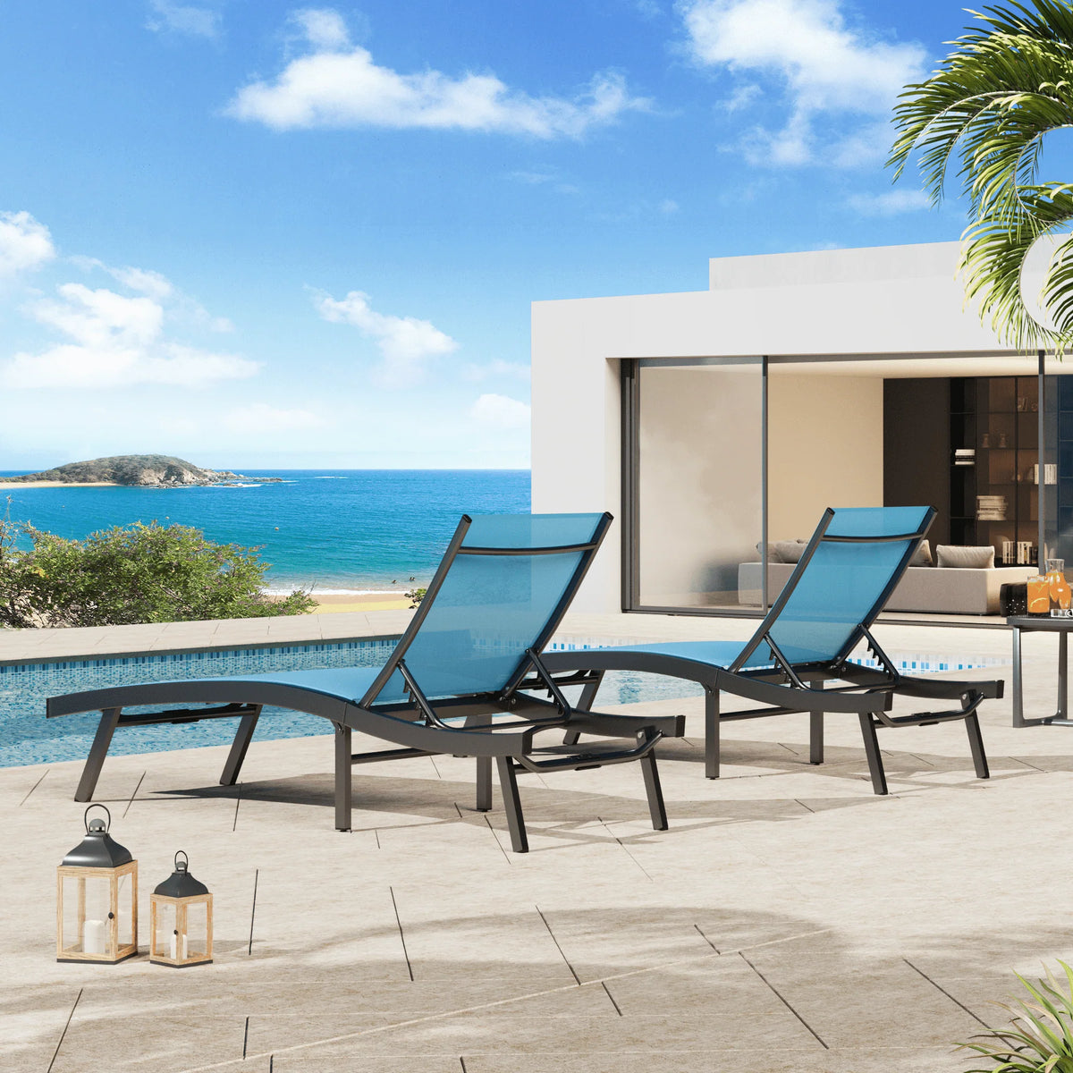 AECOJOY Outdoor Chaise Lounge, All Weather Pool Lounge Chairs Ergonomic Design (Blue, 1 PCs) - Product image 10