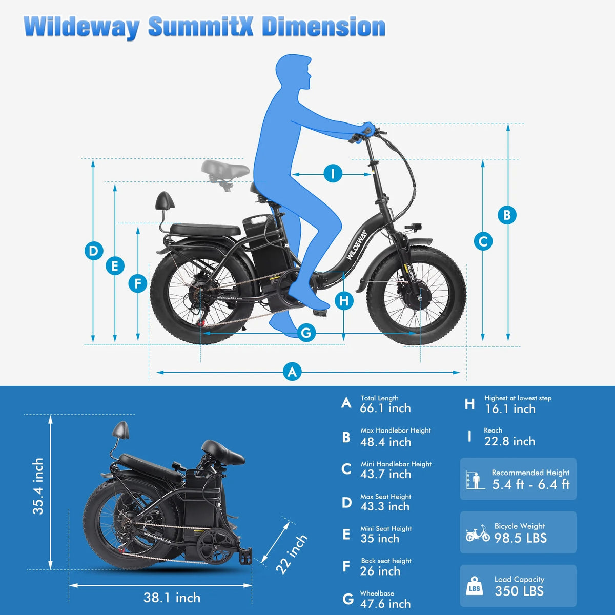 Wildeway Folding Dual Motors 2000W Mountain Bike for Adult, UL2849 48V 32AH Removable Battery Ebike - Product image 11