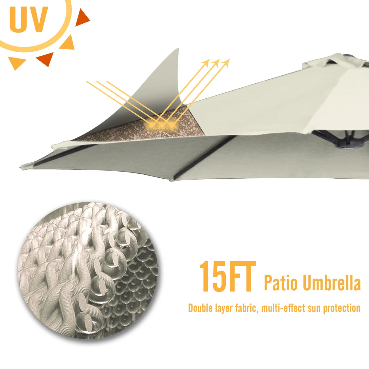 AECOJOY 15x9ft Double-Sided Patio Umbrella, Ivory - Product image 7