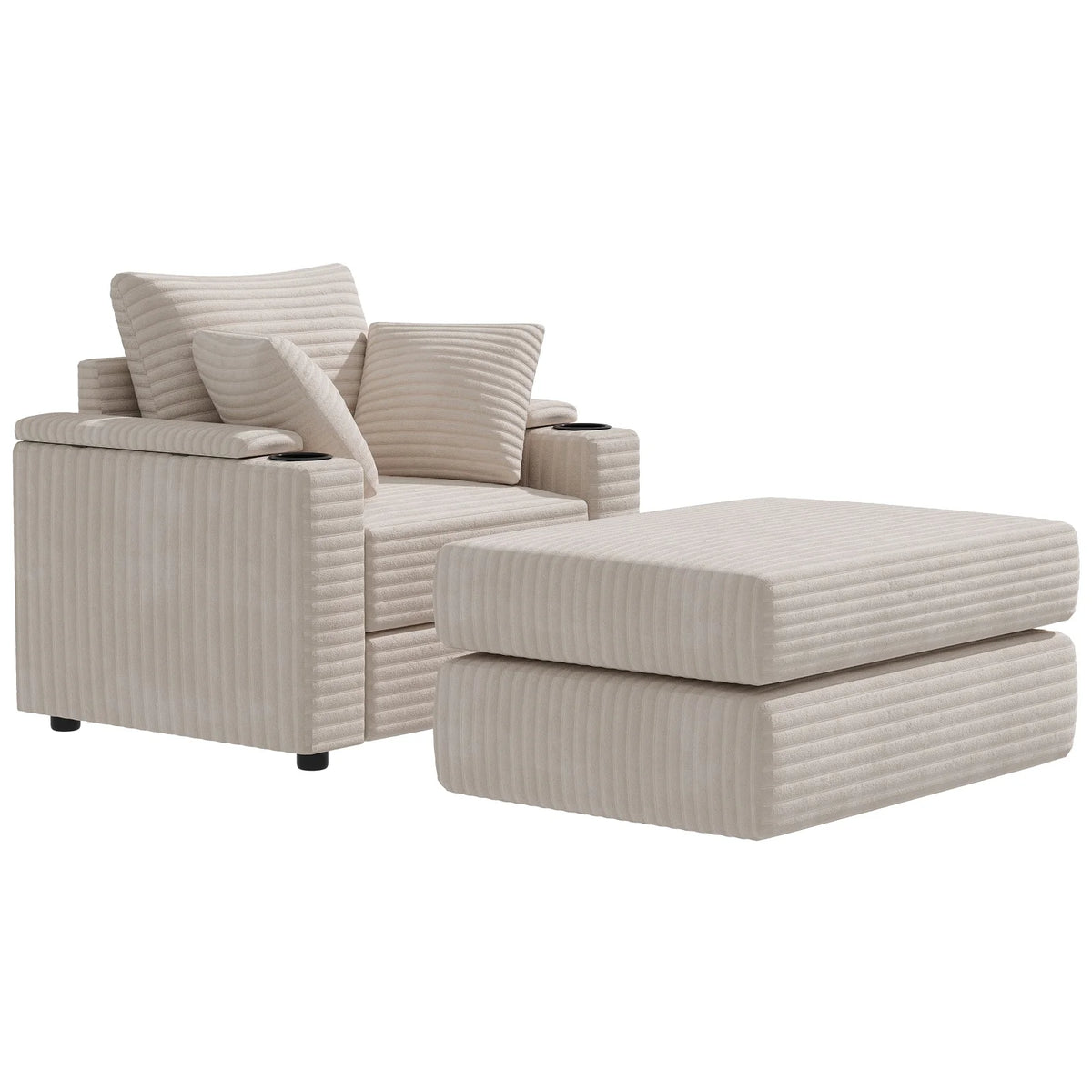 AECOJOY Chaise Lounge Chair Indoor, Oversized Sleeper Chair with Ottoman, Comfy Reading Sofa Armchair