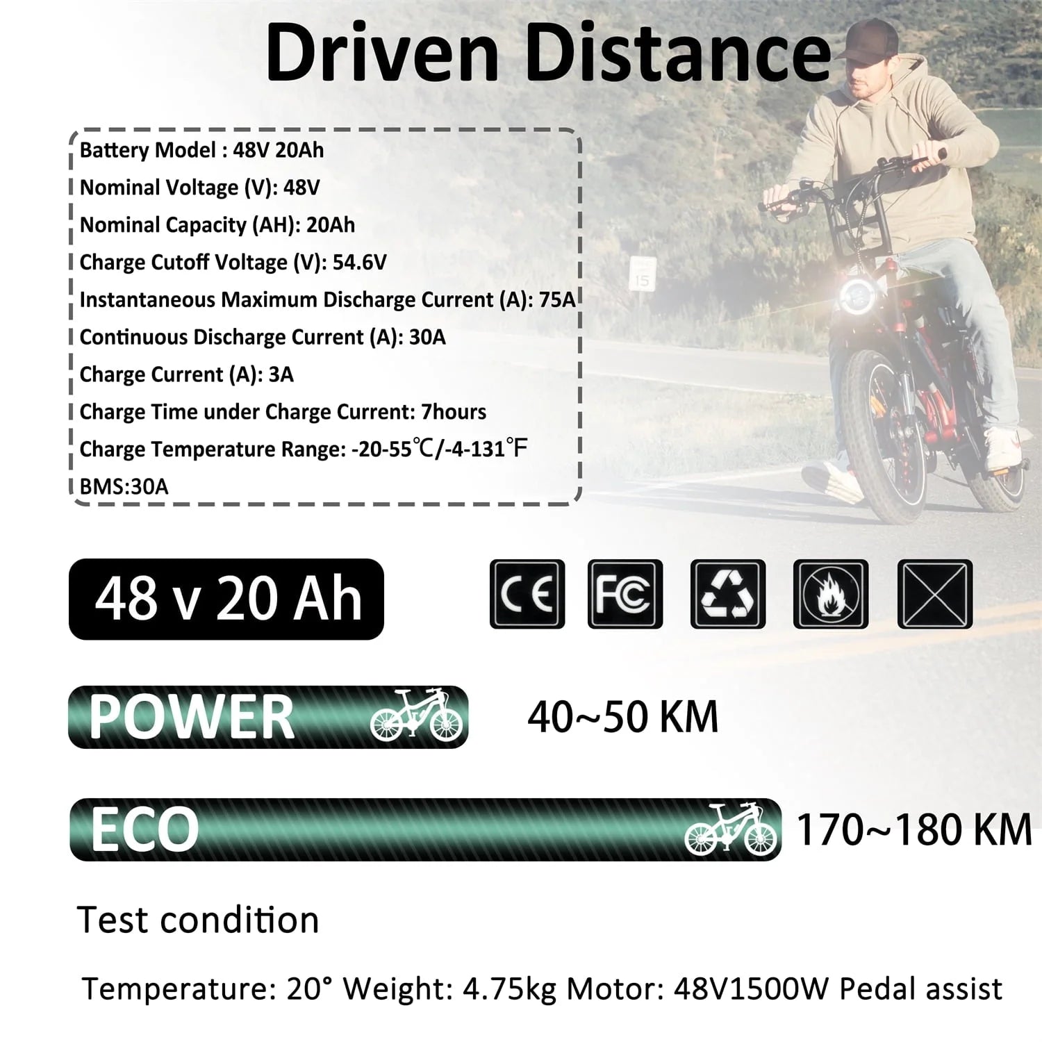 48V 20AH Ebike Battery 48V Lithium Battery 48V Battery with Charger for 750W - Product image 2