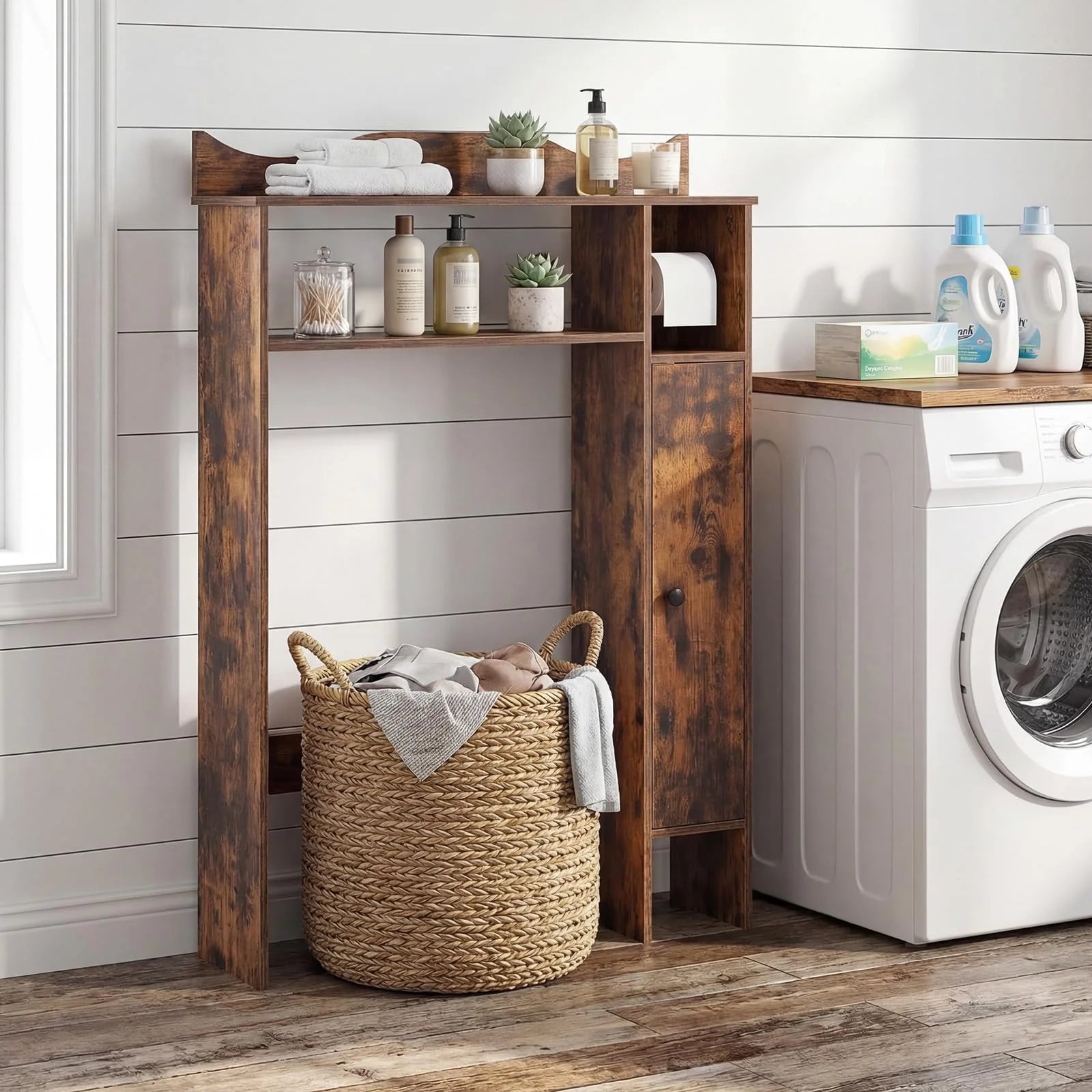 Tangkula Over the Toilet Storage Cabinet with Toilet Paper Holder & Adjustable Shelves - Product image 6