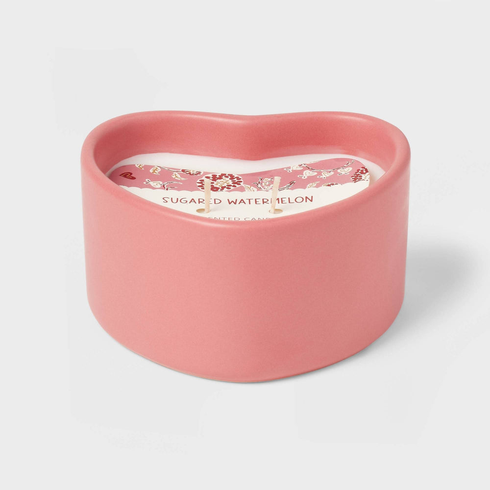 Threshold Accents - Target Threshold Sugared Watermelon Ceramic Heart Shaped Candle - Color: Pink - Size: 8oz - Dealswithtiff's Closet