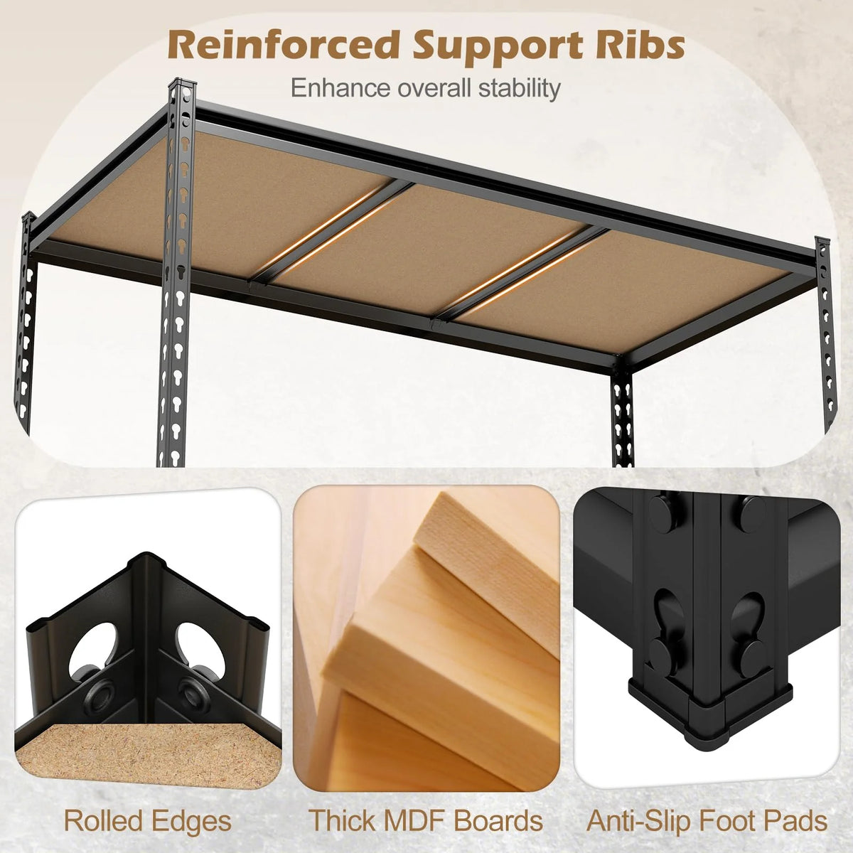 Giantex 5-Tier Metal Storage Shelves w/Adjustable Utility Rack (48" W x 24" D x 72" H) - Product image 8