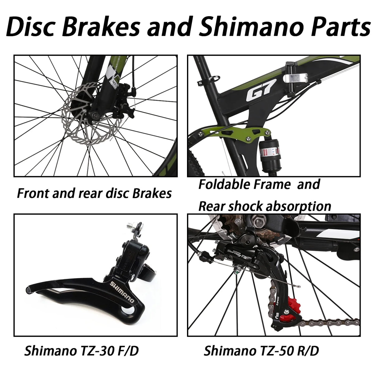 Eurobike 27.5" Full Suspension Folding Mountain Bike Foldable Frame Bicycle Disc Brakes Men or Women Bikes - Product image 6