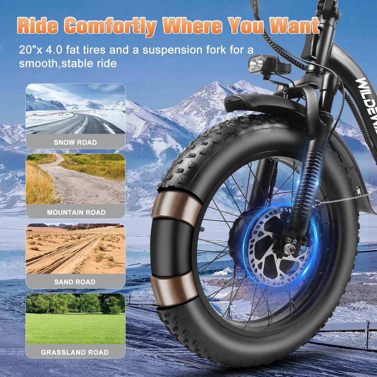 Wildeway Folding Dual Motors 2000W Mountain Bike for Adult, UL2849 48V 32AH Removable Battery Ebike - Product image 10