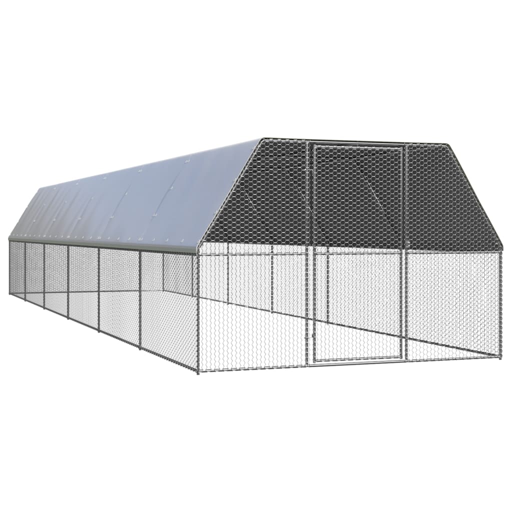 Outdoor chicken coop 3 x 12 x 2 m galvanized steel PE roof 02_0001693 -