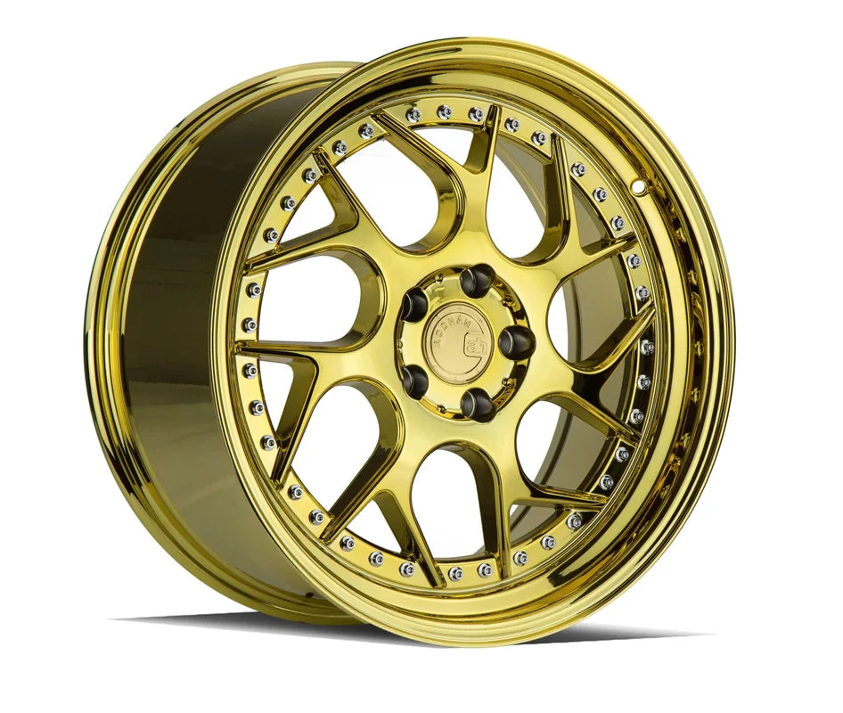 Aodhan DS01 19" 5x120 Gold Vacuum W/ Chrome Rivets