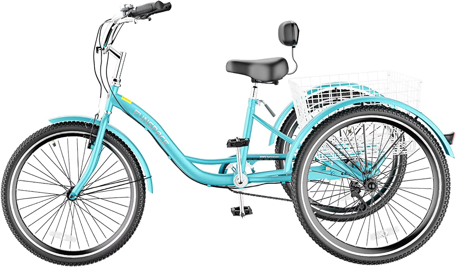 MOONCOOL Adult Tricycles with Rear Basket & Inflator, 24 26 in 7 Speed 3 Wheel Bikes, Three - Wheeled Bicycles Adult Trike with Backrest for Seniors, Women, Men