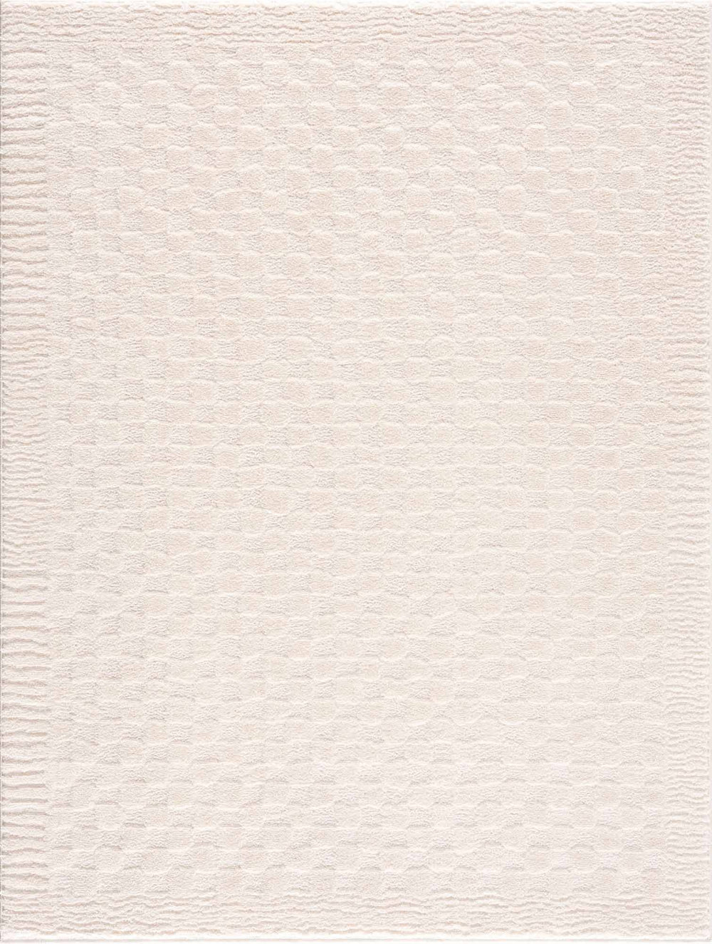 Hauteloom Leryn Ivory Checkered Area Rug | Area Rug for Living Room, Bedroom | Ivory Checkered Rug - 5'3" x 7' Rectangle