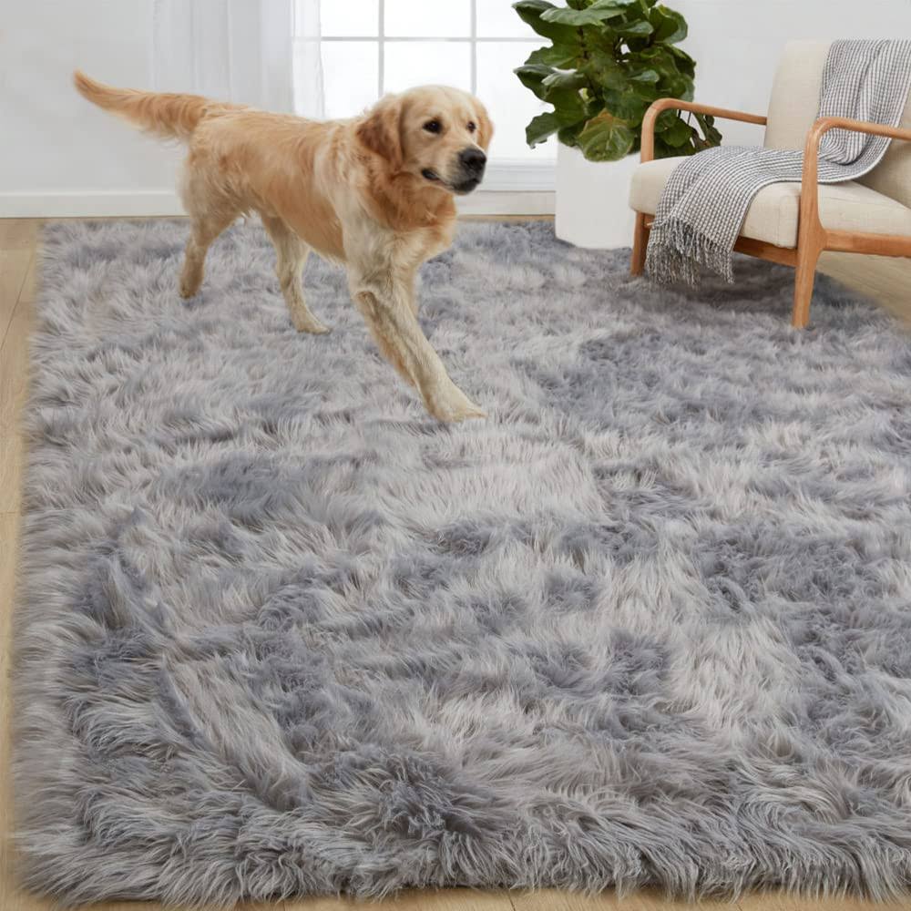 Gorilla Grip Fluffy Faux Fur Rug, Machine Washable Soft Furry Area Rugs, Rubber Backing - Product image 1