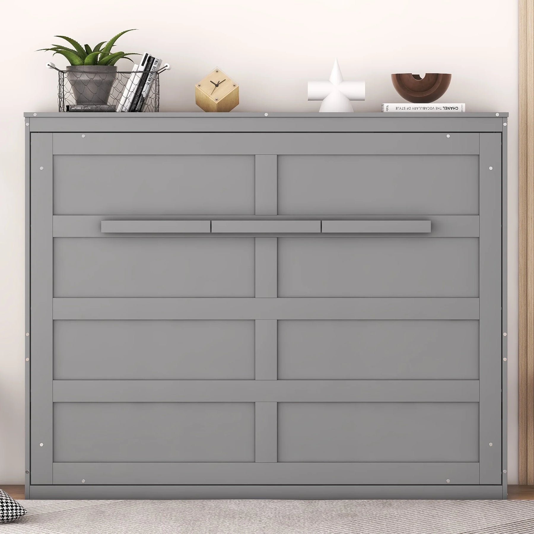 Harper & Bright Designs Full Size Murphy Bed Space - Saving Foldable Wooden Wall Bed with a Shelf for Guest - Product image 5