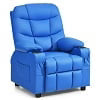 Costway Kids Youth Recliner Chair PU Leather W/Cup Holders & Side Pockets Grey - Product image 6