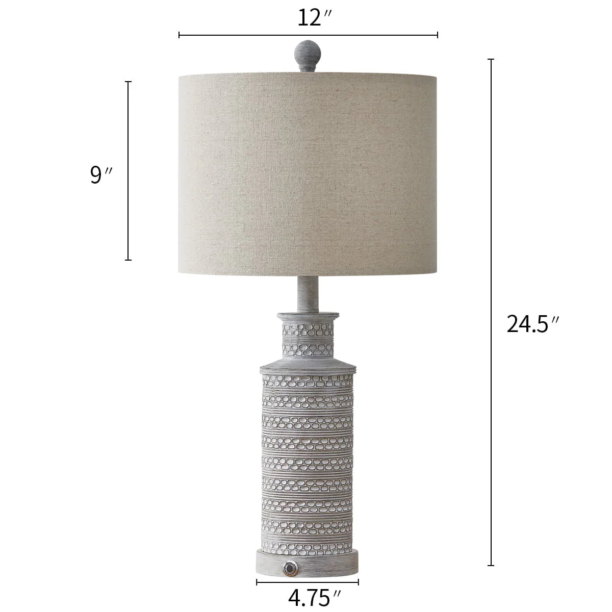 Oneach 3 Way Dimmable Table Lamp Set of 2 with USB Ports for Bedroom Living Room 24.5" Vintage Rustic - Product image 6