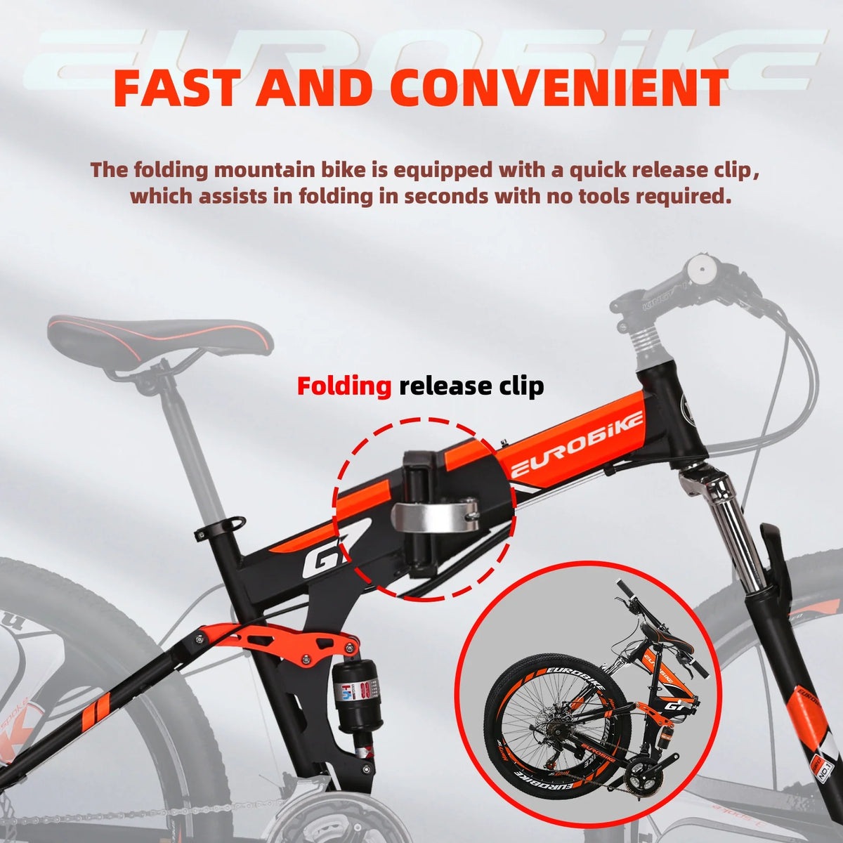 Eurobike 27.5" Full Suspension Folding Mountain Bike Foldable Frame Bicycle Disc Brakes Men or Women Bikes - Product image 7