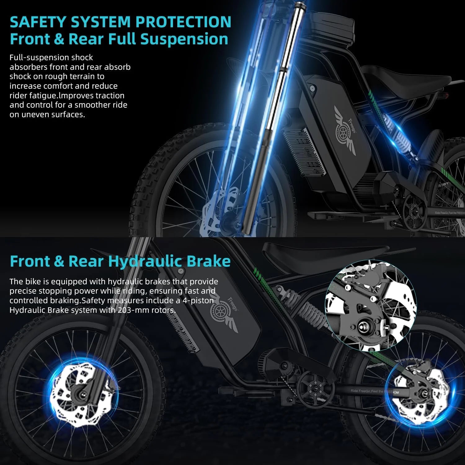 40MPH Electric Bicycle, Dual - Mode Electric Dirt Bike 3000W(Peak)Freego Nova3 Electric Motorcycle Bike for - Product image 5
