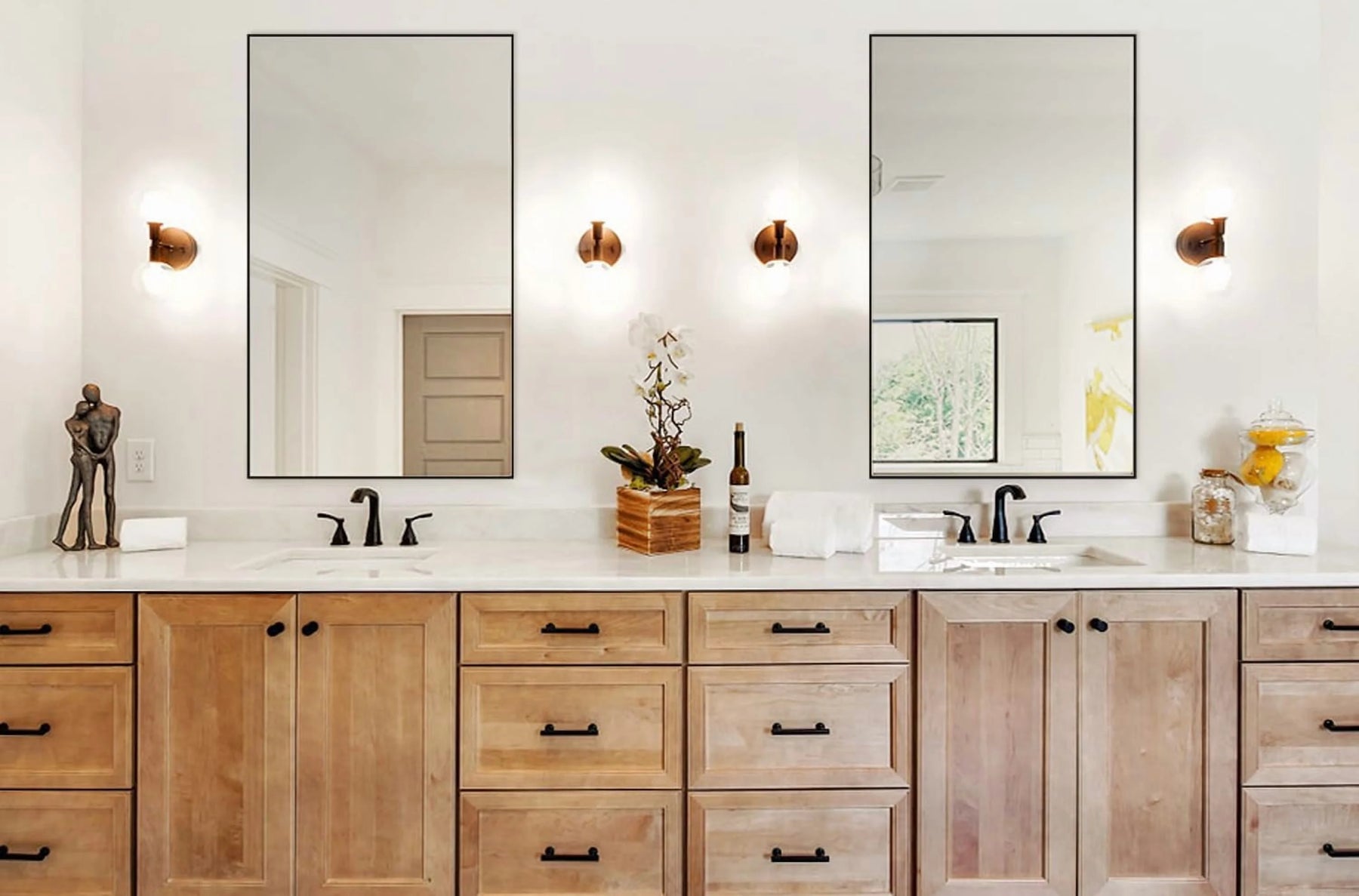H - A Black&Gold Framed Rectangle Bathroom Mirrors for Wall, Mounted Vintage Mirror Vertical or Horizontal - Product image 12