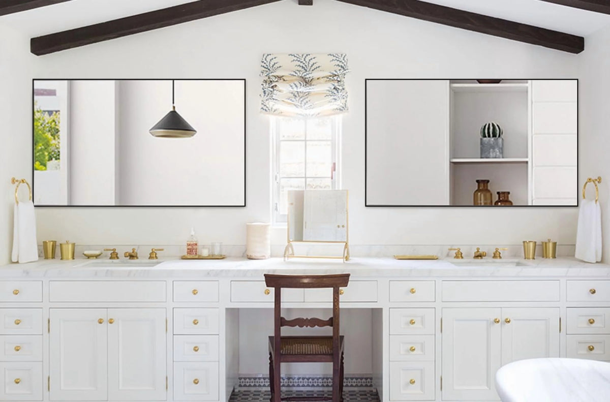 H - A Black&Gold Framed Rectangle Bathroom Mirrors for Wall, Mounted Vintage Mirror Vertical or Horizontal - Product image 16