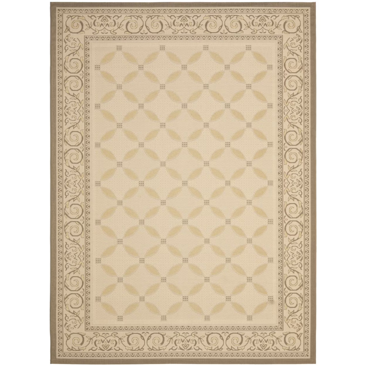 SAFAVIEH Courtyard Cohen Bordered Indoor/Outdoor Area Rug, Dark Beige/Beige, 9' x 12' - Product image 2