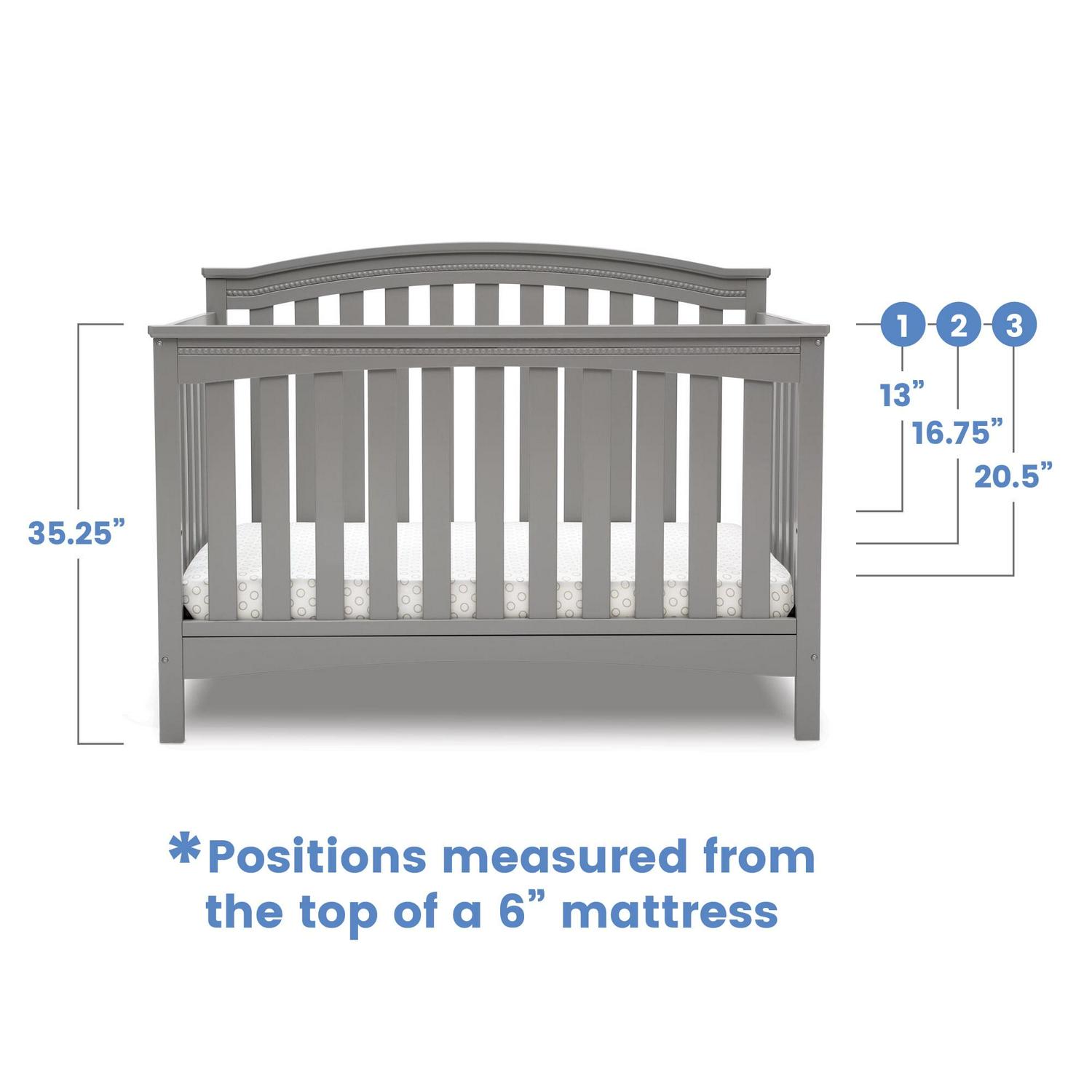 Delta Children Waverly 6 - in - 1 Convertible Baby Crib. Grey - Product image 5
