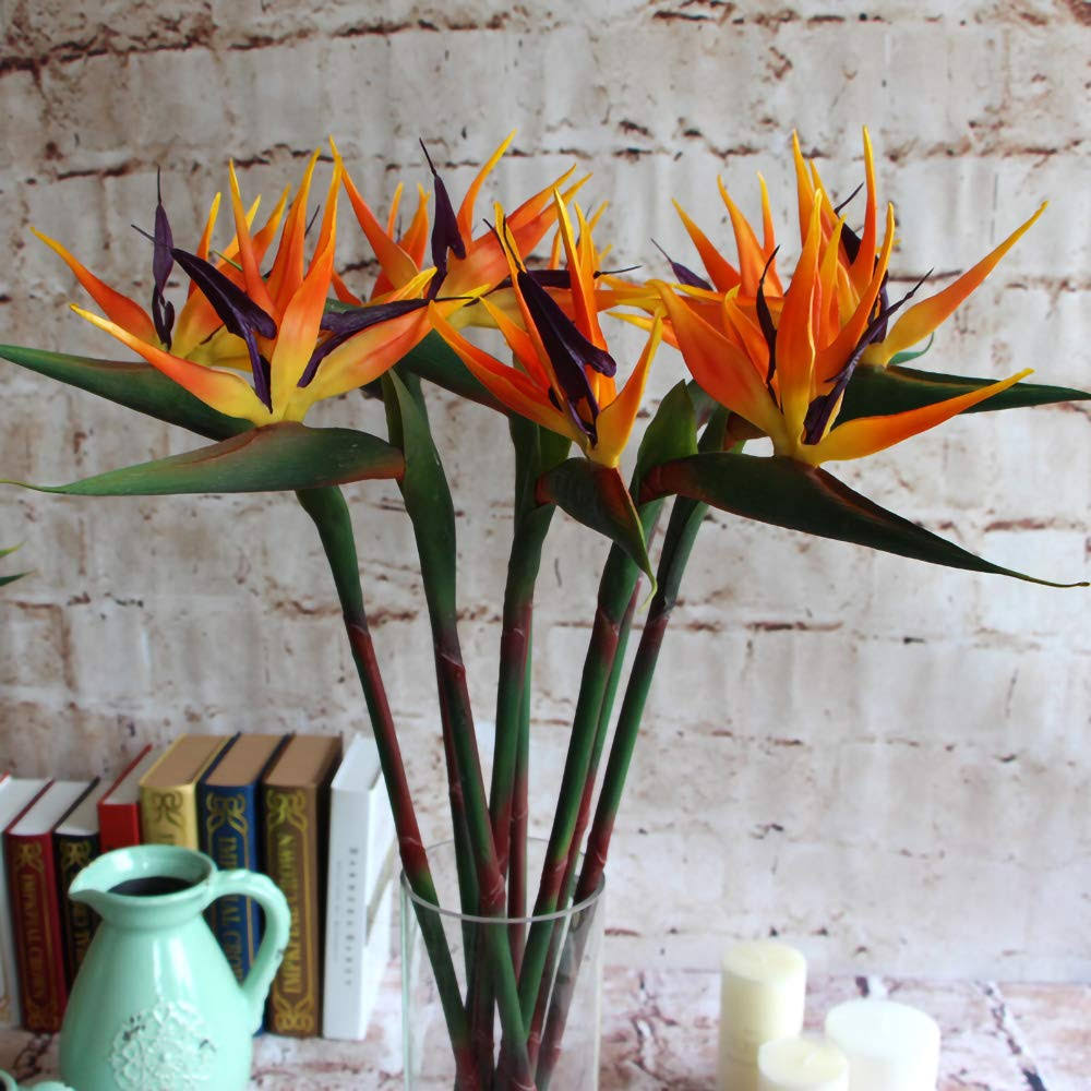 Warmter 32.5 inch Large Elegant Bird of Paradise Artificial Flower for Home Office 3 Pcs (Yellow) - Product image 1